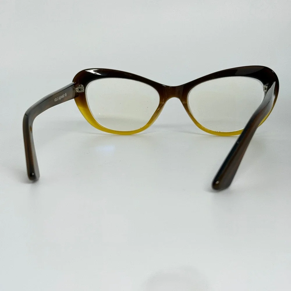 Kala Eyewear Cat Eye Glasses Handmade‎ USA Brown Yellow Ombre 21126